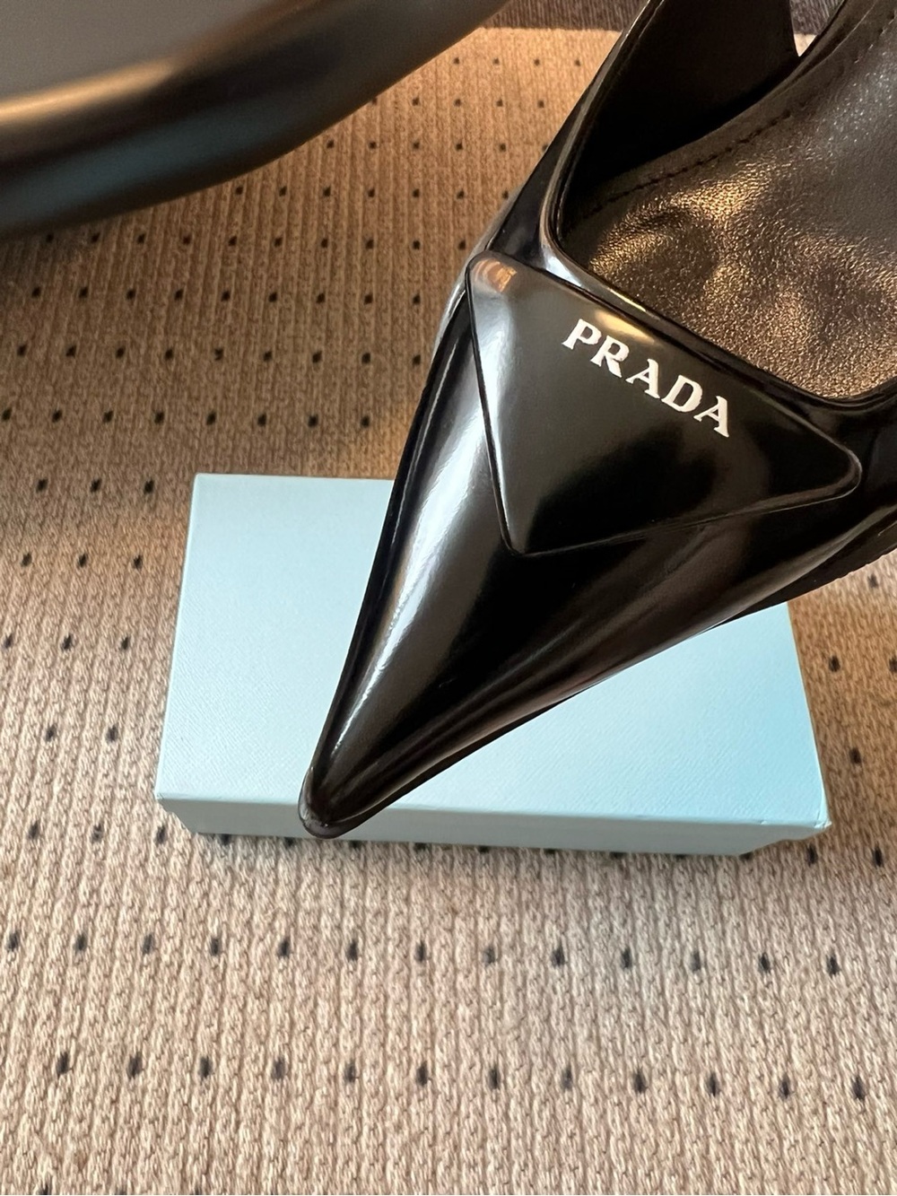 Prada Black Patent Slingback Kitten Heels - Picture 3 of 9